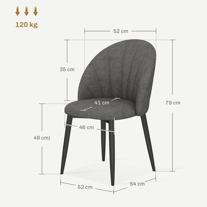 Dining Chairs, Set of 4 Armless Steel Legs, Velvet Look Grey