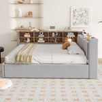 Upholstered Bed/Sofa Bed with Hydraulic Storage, USB Charging and Night Light, 140x200cm, Light Grey Velvet Fabric