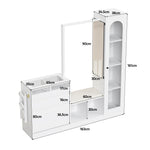 Entrance Combination, 6-in-1 Wardrobe Set, Dressing Table, Shoe Bench, Shoe Cabinet, Display Case with Color-Changing LED Light