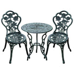 3-Piece Bistro Set for Balcony & Terrace, Antique Green Cast Aluminum