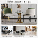 2 Modern Chairs Angled Legs Adjustable Feet - Beige/Green