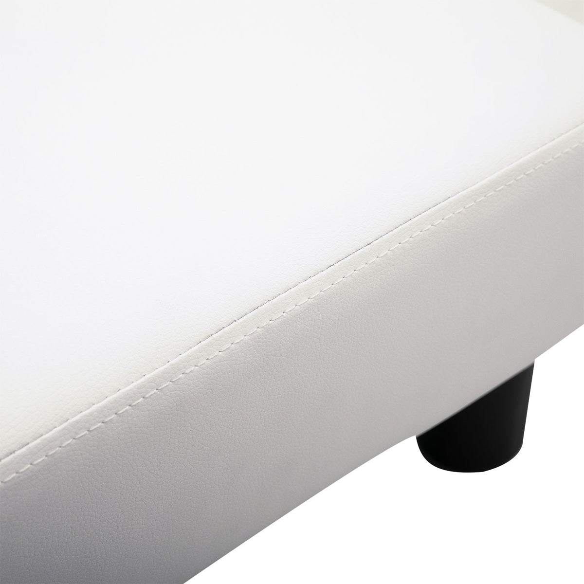 Chesterfield Footstool, 40x30x24cm, White Faux Leather