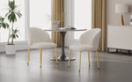 Dining Chairs Set of 2 with Gold Legs, Beige Chenille