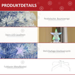 Artificial Christmas Tree, 3 LED Lights, PVC Metal, White & Blue
