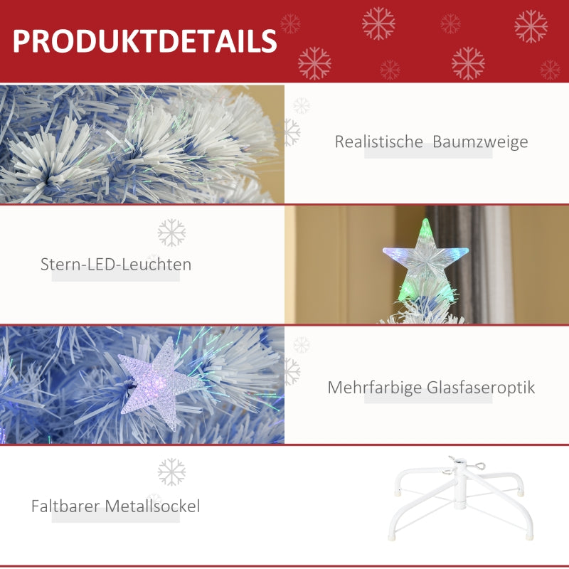 Artificial Christmas Tree, 3 LED Lights, PVC Metal, White & Blue