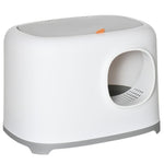 Cat Litter Box, Hooded Scoop Grid Base, XXL, White