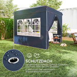 Pavilion Pop-up Folding 2.5x2.5m Water-Repellent UV 50+ with 4 Side Panels, Dark Blue