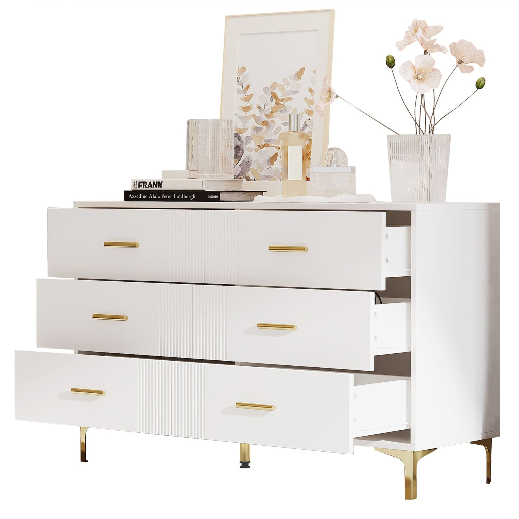 Chest of drawers 6 drawers for living room and bedroom, white