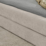 Double Bed with Comfortable Backrest and Sturdy Frame, 140x200cm, Beige Chenille