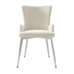 Dining Chair, Set of 4, Luxurious Lounge Chair with Silver Metal Legs, Beige Velvet
