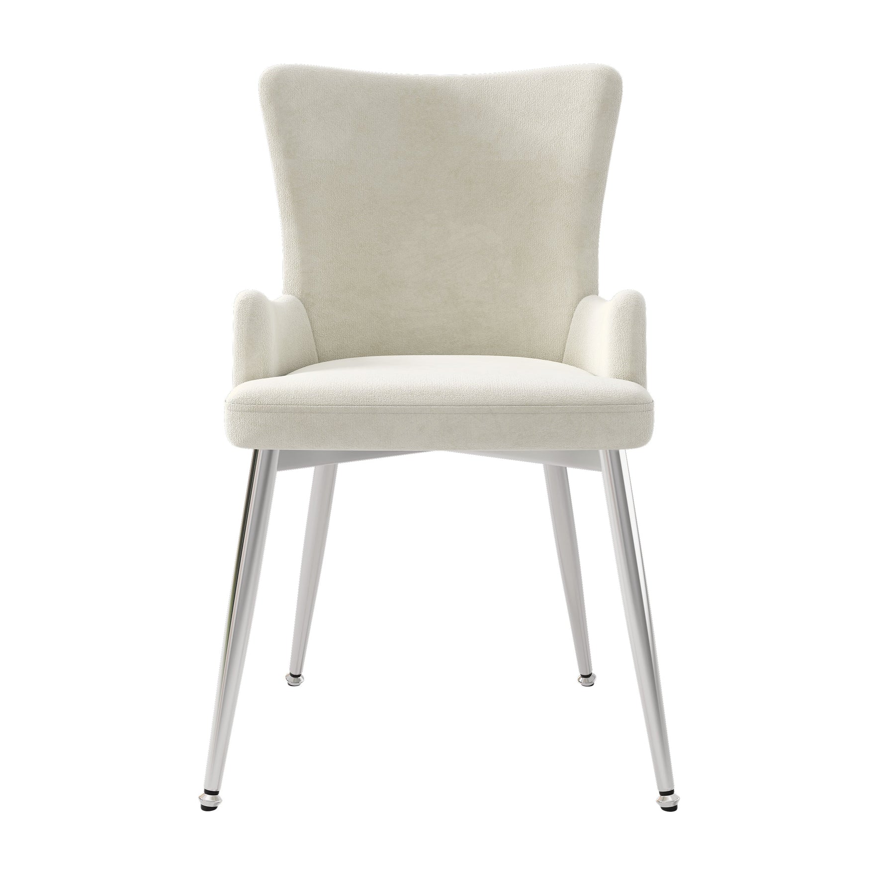 Velvet Dining Chair, Set of 6 Luxurious Lounge Chairs with Silver Metal Legs, Beige