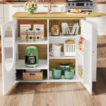 360° Rotating Bar Table Kitchen Island Storage Cabinet - White/Black