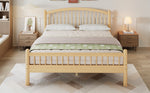 Solid Wood Bed 140x200cm with Slatted Headboard, Natural