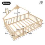 Flatbed 140x190cm House Rail with Lock - Pine Wood Natural