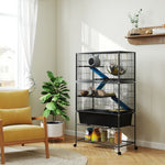 Small Animal Cage, 5 Levels, Non-Slip Ramps, Hammock, Dark Grey