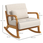 Rocking Chair, Padded Wooden Frame Armrest Relaxing, Cream