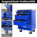4-Drawer Tool Trolley, Multifunctional Rolling Storage, Metal, Black & Blue