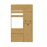 Compact Wardrobe, Entryway Shelf with Mirror, Adjustable Hooks, Wood-Coloured