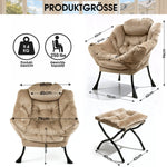 Recliner Armchair with Footstool & Side Pocket - Khaki