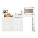 Rotating Dressing Table, LED Lighting, Vanity/Office Table, White