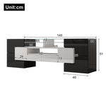Stylish TV Cabinet Lowboard 145cm LED High-Gloss White