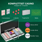 Poker Case Set 300 Chips 11.5g with Lock, Silver