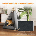 Pet Teepee Tent, Removable Washable Cushion Non-Slip, Grey