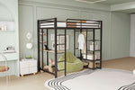 Loft Bed 90x200cm Single/Children's Bed with Ladder, Table, Storage, Black