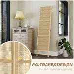 Folding Screen 3-Part Room Divider PP Rattan, Natural