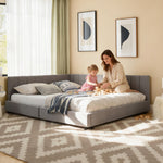 Double Bed 140x200cm High Backrest, Dark Grey Velvet