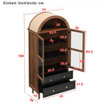 Retro Storage Cabinet with Adjustable Shelves and Curved Glass, Luxurious Sideboard