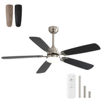 Classic Ceiling Fan, 52-inch LED Light, 6 Speed, 5 Blades, Remote Control, DC Motor