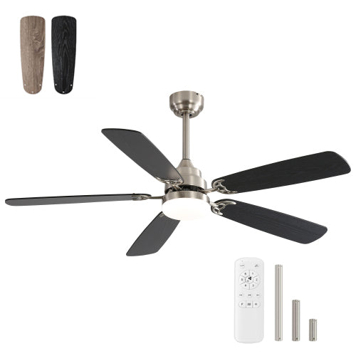Classic Ceiling Fan, 52-inch LED Light, 6 Speed, 5 Blades, Remote Control, DC Motor