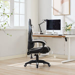 Gaming Chair 360° Swivel Ergonomic Racing High-Back Adjustable Footrest Headrest Lumbar Support - Black & White Leather