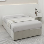 Modern Minimalist Bed Frame, Gas Lift Piston, 90x200cm, Beige Dutch Velvet