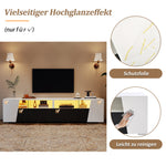 High-Gloss TV Stand 180cm LED 2 Drawers 2 Cabinets For 80 Inch TV - White/Black