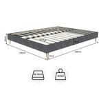Modern Minimalist Bed Frame 140x200cm Low-Profile Base Grey Dutch Velvet