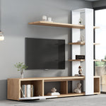 Living Room Wall Cabinet, 180x33.5x151.5cm, for TVs under 60 inches, Modern Oak White