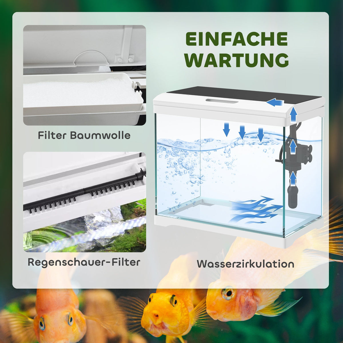 Aquarium, 17L Fish Tank with LED Lighting & Filter System, White