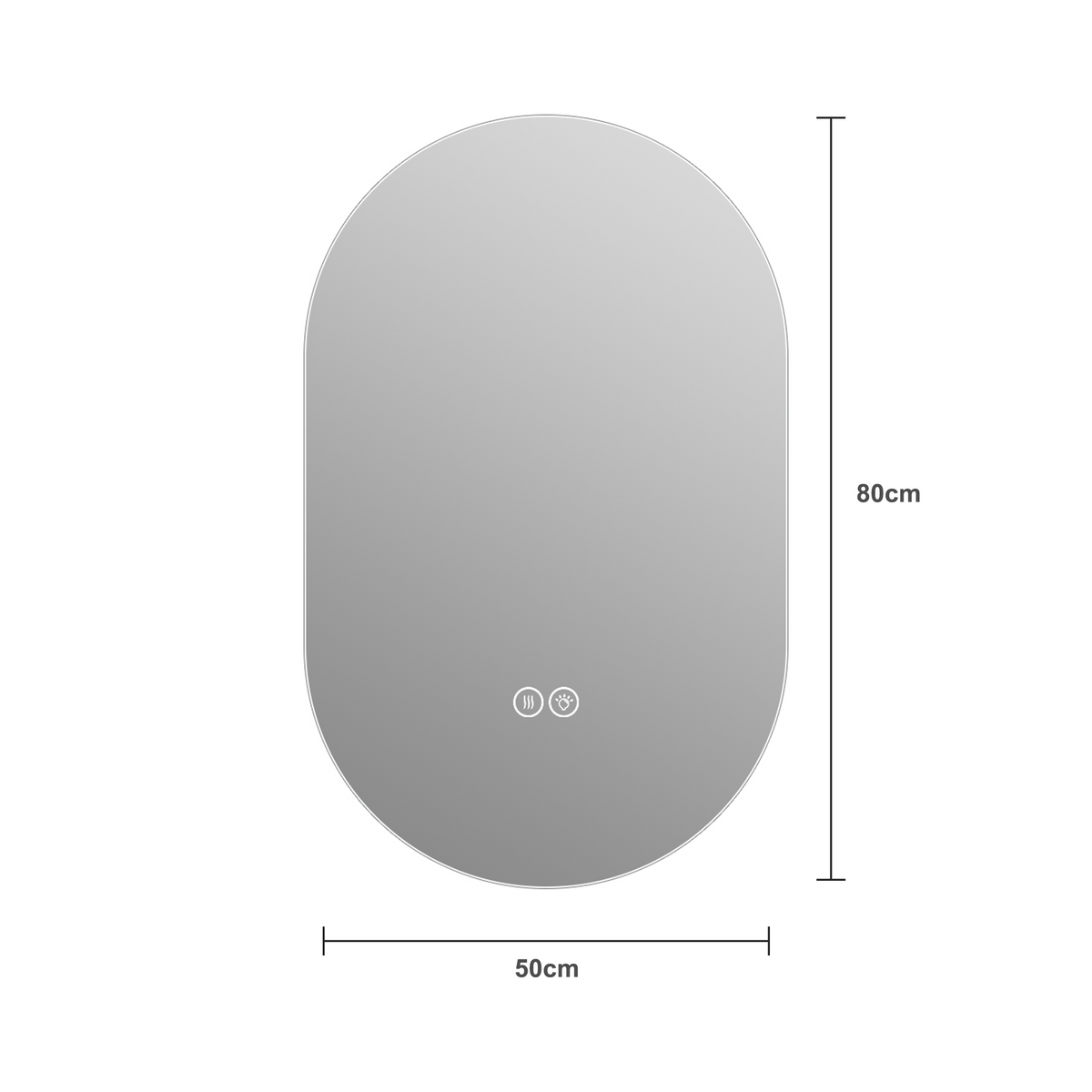Capsule LED Bathroom Mirror 50x80cm Anti-Fog, Tempered Glass