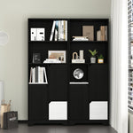 Multifunctional Bookcase with Open Storage, Doors & Drawers - Black/White