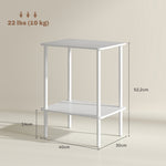 Side Table, 2-Tier Coffee Table with Storage, Metal Frame, White