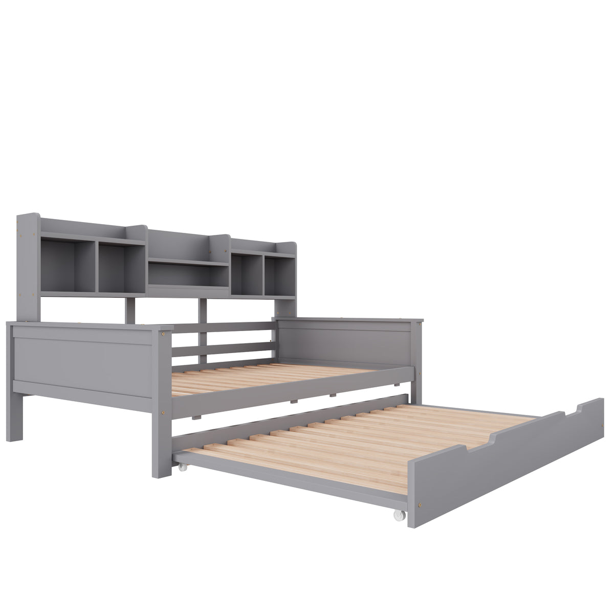 Extendable Sofa Bed 90x200cm with Storage, Grey Solid Wood