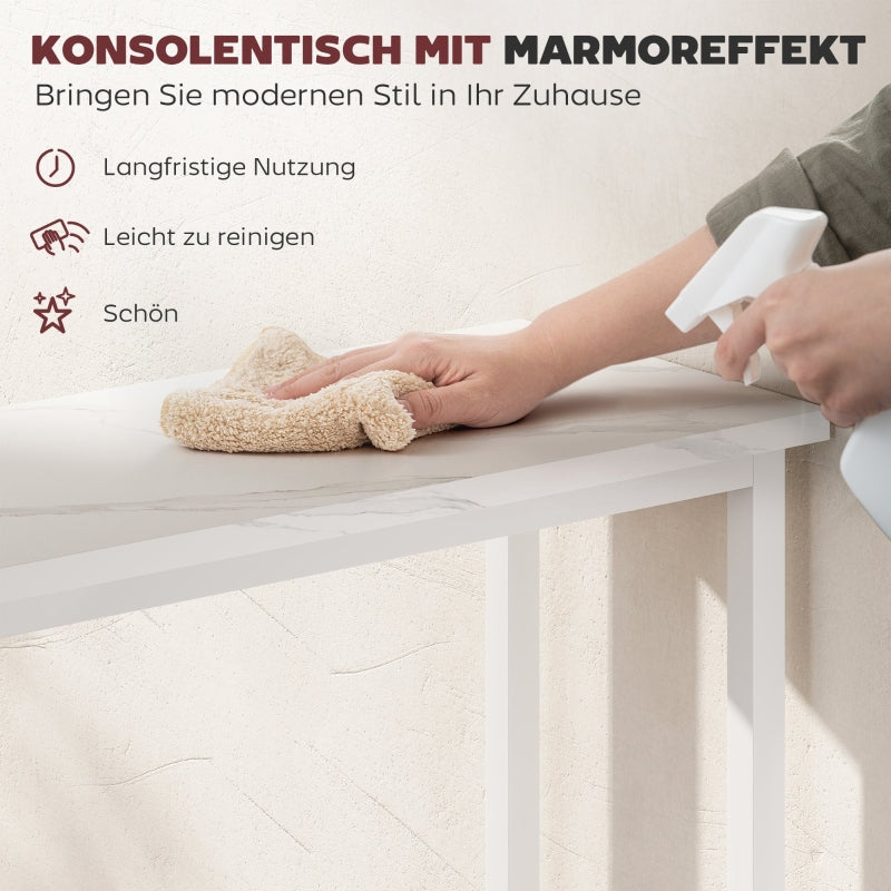Console Table, Adjustable Foot Pads, Anti-Tip, White
