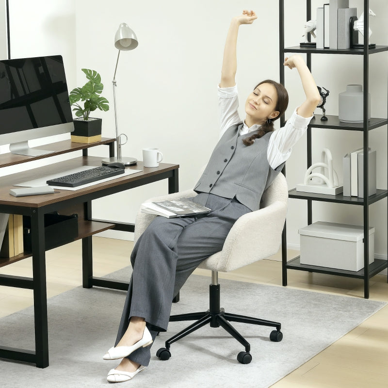 Swivel Office Chair, Desk Chair, Height Adjustable, Cream White