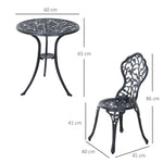 Bistro Set for 2, Balcony Set with Table & 2 Chairs, Black