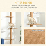 Scratching Post Climbing Tree, Height-Adjustable Play Tree for Cats, Light Brown