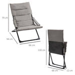 Folding Chair Lounger Removable Cushion Flexible Garden/Camping Steel Grey