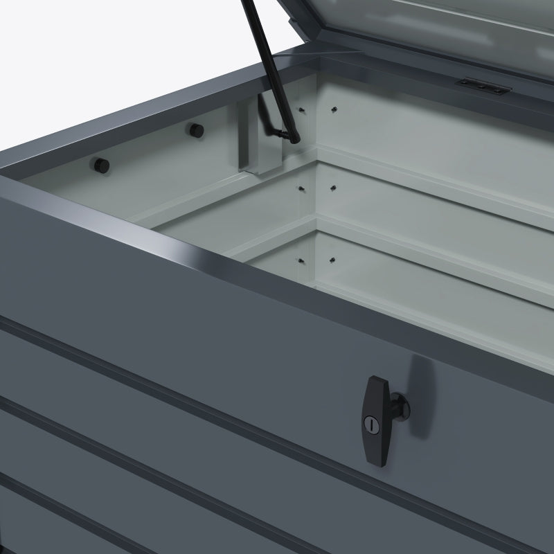 Outdoor Storage Box Weatherproof 4 Wheels 100x62x65cm - Dark Grey