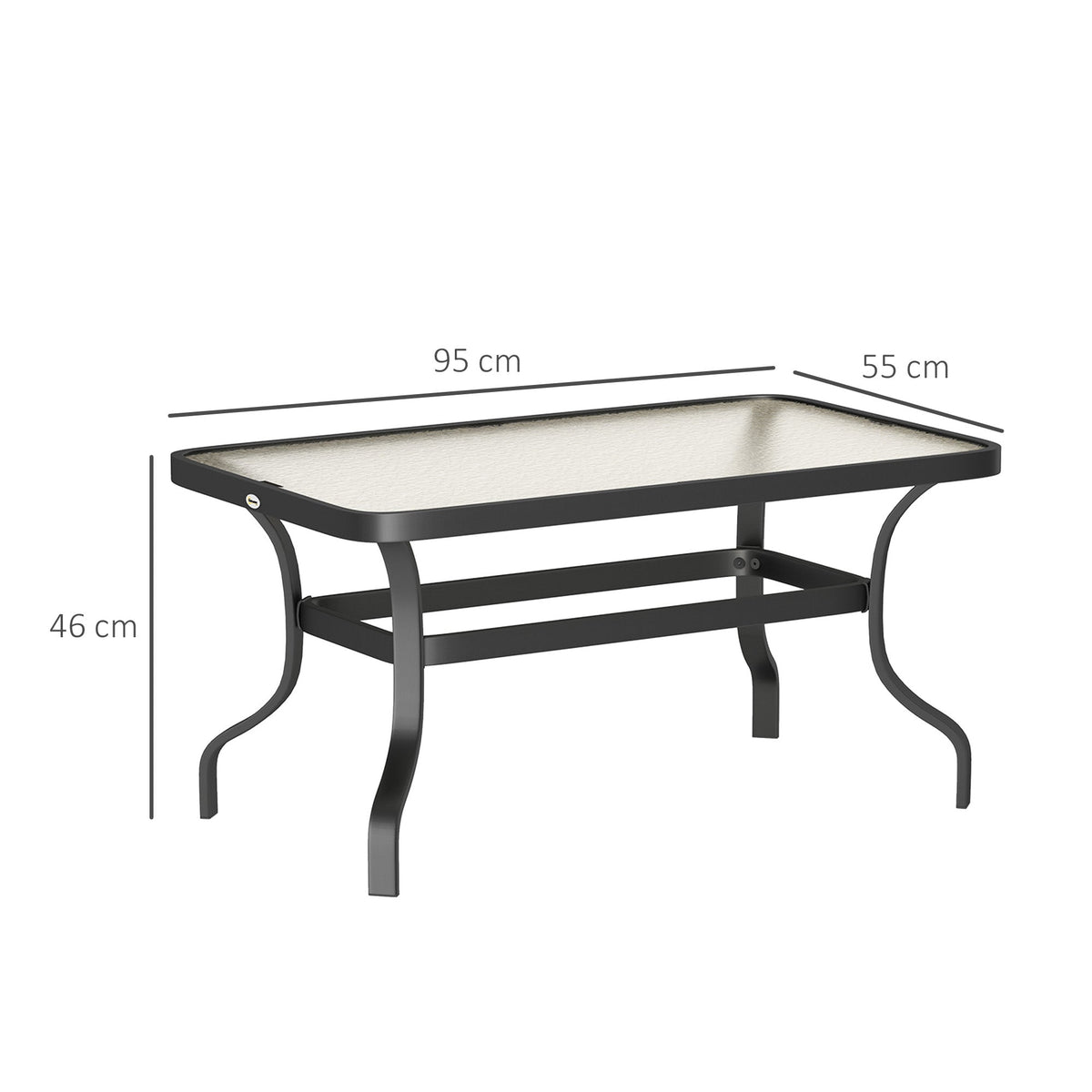 Side Table, Tempered Glass Coffee Table 95x55 cm, Black